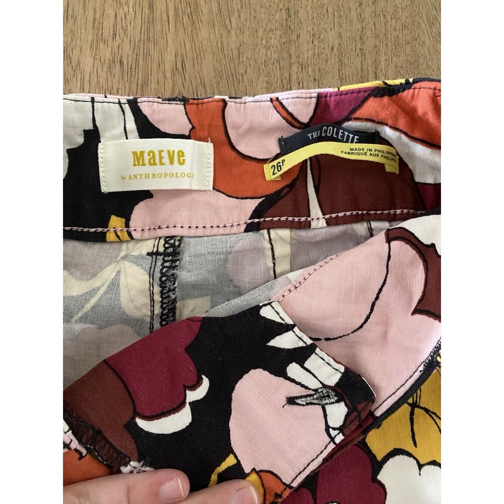 Maeve The Colette Cropped Wide Leg Pants Sz 26x23 Floral AOP Linen Blend Petite - Picture 5 of 8